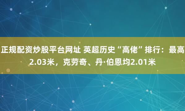 正规配资炒股平台网址 英超历史“高佬”排行：最高2.03米，克劳奇、丹·伯恩均2.01米